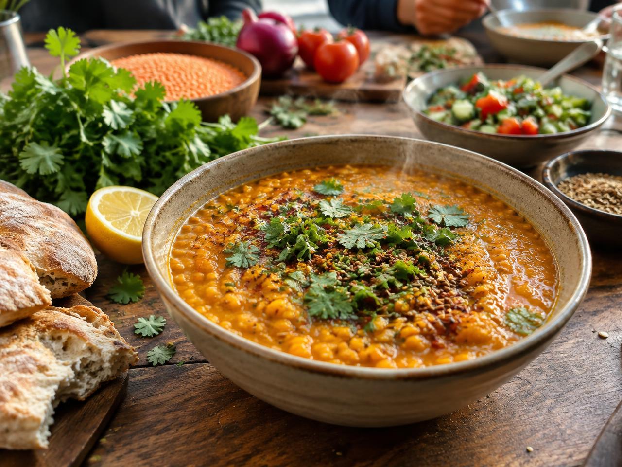 Krydret dhal med linser, koriander og citron